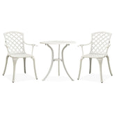 Bistro Set White Cast Aluminum Small Ergonomic Bistro Set