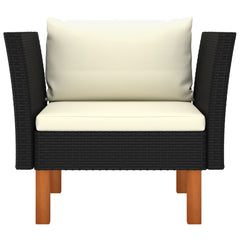 Garden Sofa Black PE rattan Medium Removable Covers