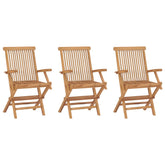 Garden Chair Set of 3 Teak Brown Teak Wood Medium Foldable