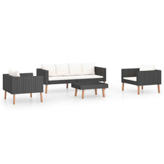 Garden Furniture Set Black, Cream White