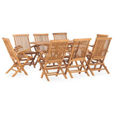 Outdoor Dining Set Natural Teak Solid Teak Wood Medium Foldable