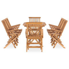 Outdoor Dining Set Natural Teak Solid Teak Wood Medium Foldable