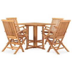 Outdoor Dining Set Teak Solid Teak Wood 5-Piece Foldable