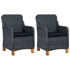 Garden Lounge Set Dark grey and black