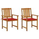 Garden Chair Set of 2 Red Solid Acacia wood, Polyester Standard