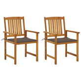 Garden Chair Set of 2 Brown Solid Acacia wood Standard Durable