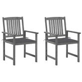 Garden Chair Set of 2 Grey Solid acacia wood Medium Durable