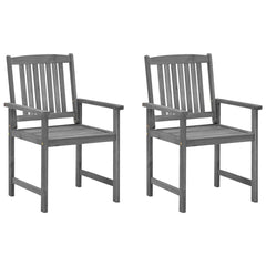 Garden Chair Set of 2 Grey Solid acacia wood Medium Durable
