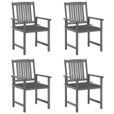 Garden Chair Set of 4 Grey Solid Acacia wood Standard Tough