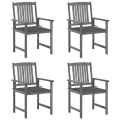 Garden Chair Set of 4 Grey Solid Acacia wood Standard Tough