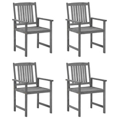 Garden Chair Set of 4 Grey Solid Acacia wood Standard