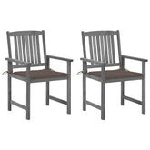 Patio Chairs with Cushions 2 pcs Gray Solid Acacia Wood
