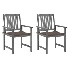 Patio Chairs with Cushions 2 pcs Gray Solid Acacia Wood
