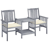 Garden Chair With Tea Table Grey with cream cushions