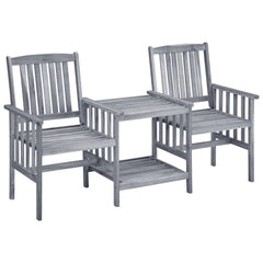 Garden Chair With Tea Table Grey Solid acacia wood Standard
