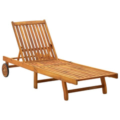 Sunlounger Natural Wood, Black Cushion