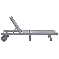 Sunlounger Grey Solid acacia wood Standard size loungers