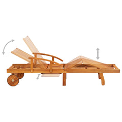 Sunlounger Wine red cushion, natural wood