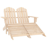Garden Chair Natural Wood Solid Fir Wood 2-Seater Detachable
