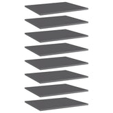 Shelf Set of 8 High gloss gray Engineered wood 23.6x19.7x0.6 in