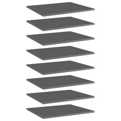 Shelf Set of 8 High gloss gray Engineered wood 23.6x19.7x0.6 in