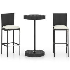 Garden Bar Set Black PE rattan Medium Footrest Garden Bar Set