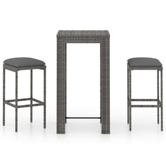 Garden Bar Set Grey PE rattan Medium Footrest Garden Bar Set