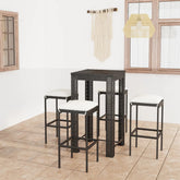 Garden Bar Set Black PE rattan, powder-coated steel, polyester