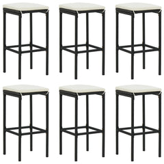 Garden Bar Set Black PE rattan, powder-coated steel 7 Piece Set