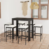 Garden Bar Set Black PE rattan, powder-coated steel 7 Piece Set