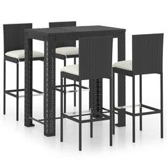 Garden Bar Set Black PE rattan, powder-coated steel Standard