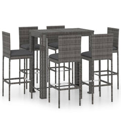 Garden Bar Set Gray PE rattan Medium Footrest Garden Bar Set