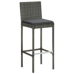 Garden Bar Set Gray PE rattan Medium Footrest Garden Bar Set