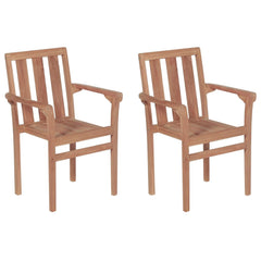 Wooden Garden Chair Set of 2 Natural wood Solid teak Medium