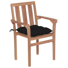 Patio Chair Set of 2 Teak wood, black cushions