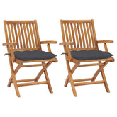 Garden Chair Set of 2 Anthracite Fine sanded teak hardwood