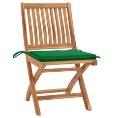Patio Chair Set of 2 Green Teak wood Medium Foldable