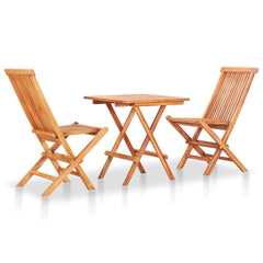 Bistro Set Natural Brown, Grey Cushions Teak Wood, Polyester Cushion