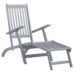 Patio Deck Chair Natural wood with green cushion Solid acacia wood