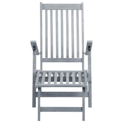 Patio Deck Chair Natural wood with green cushion Solid acacia wood