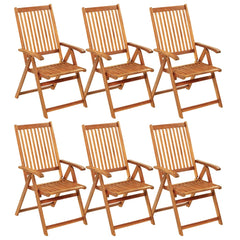 Garden Chair Set of 6 Natural acacia wood, Grey cushion