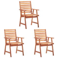 Patio Chair Set of 3 Natural wood, Beige cushions