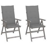 Patio Reclining Chairs 2 pcs with Cushions Solid Acacia Wood