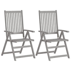 Patio Reclining Chairs 2 pcs with Cushions Solid Acacia Wood