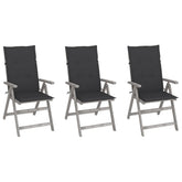 Garden Chair Set of 3 Grey wash Solid Acacia wood Standard