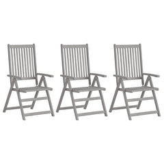 Garden Chair Set of 3 Grey wash Solid Acacia wood Standard