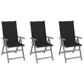 Garden Chair Set of 3 Grey Solid acacia wood Standard