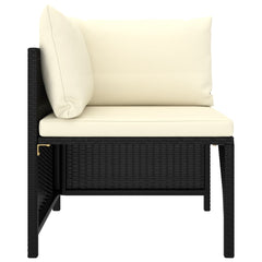 Garden Lounge Set Black, Cream white