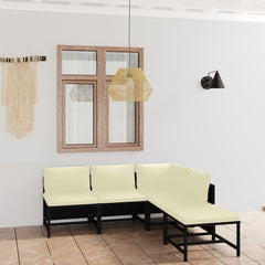 Garden Lounge Set Black, Cream white
