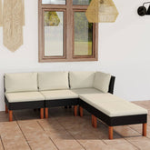 Garden Lounge Set Black, Cream white